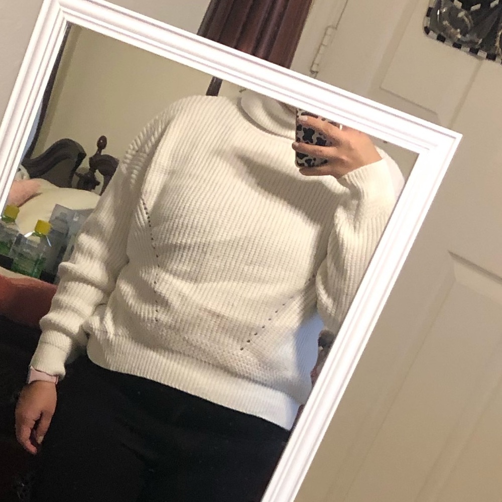 White Turtleneck Sweater; M